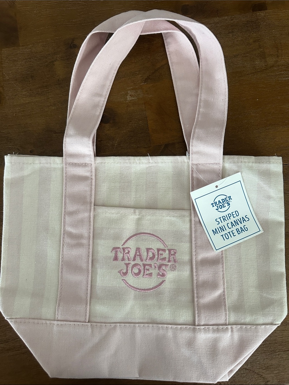 Pink Striped Mini Canvas Tote Bag